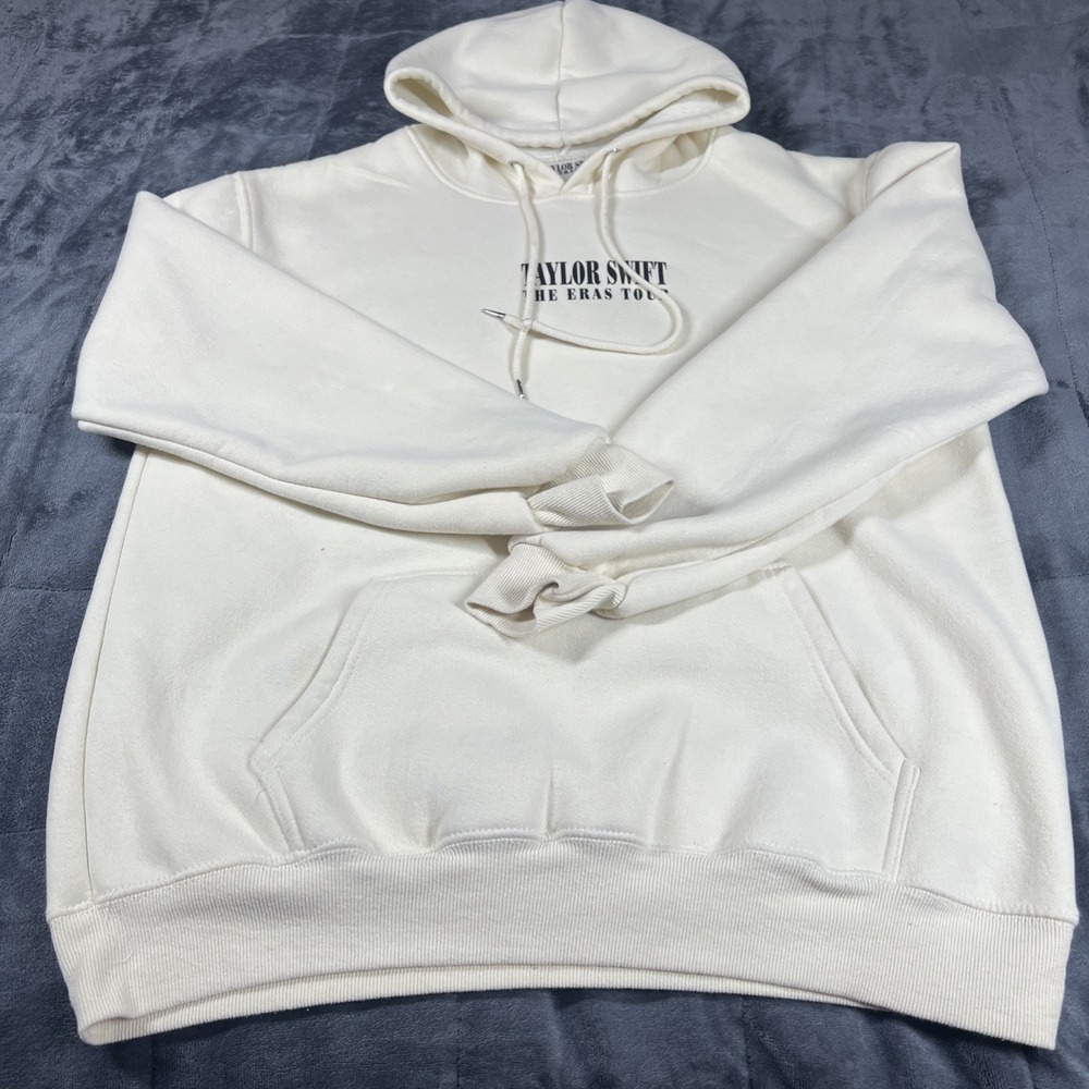 Taylor Swift Beige The Eras Tour Concert Graphic Hoodie Size Large